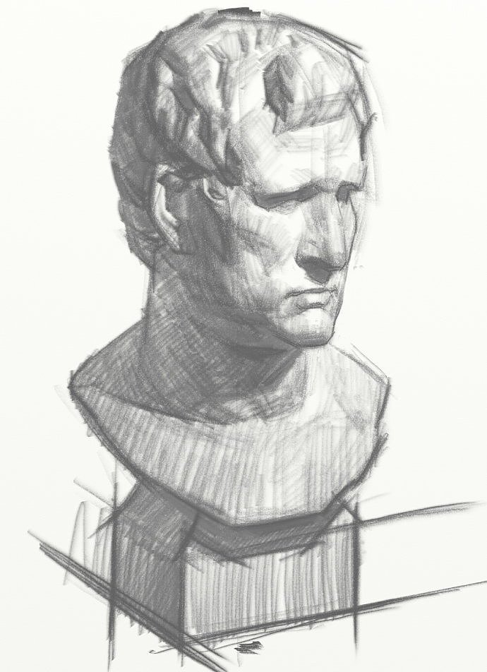 油画侠管老师CG素描 阿格里巴石膏像