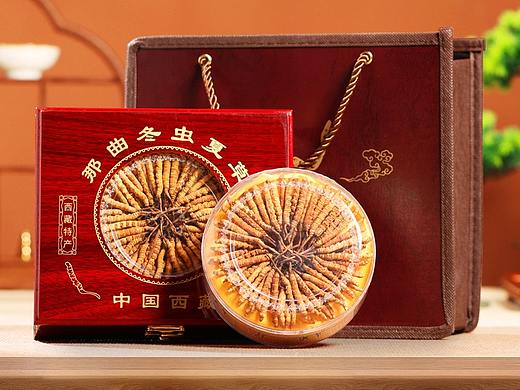 紫蓝花海冬虫夏草滋补 中国风 复古风 国潮风详情页