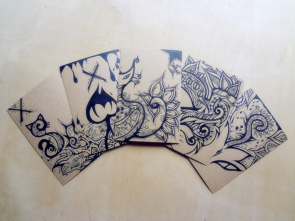 叁公馆诡异图腾精工手绘卡片 肆月