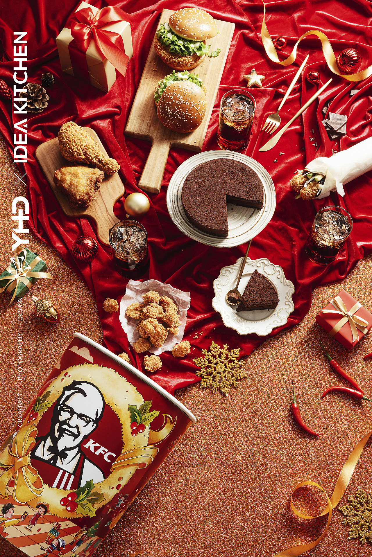 [视觉创意/美食摄影] kfc-2018-圣诞全家桶/脆皮鸡