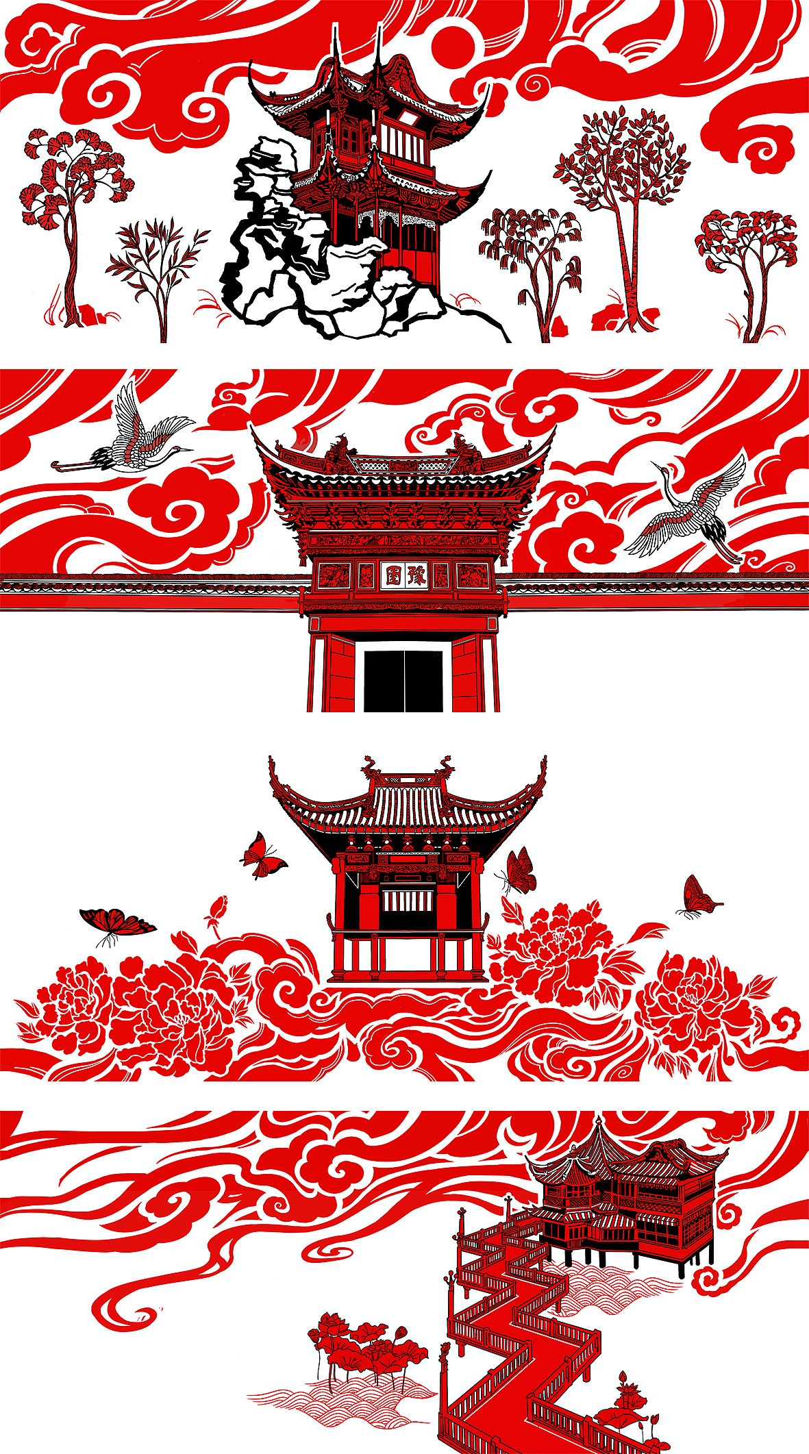 上海豫园相关插画