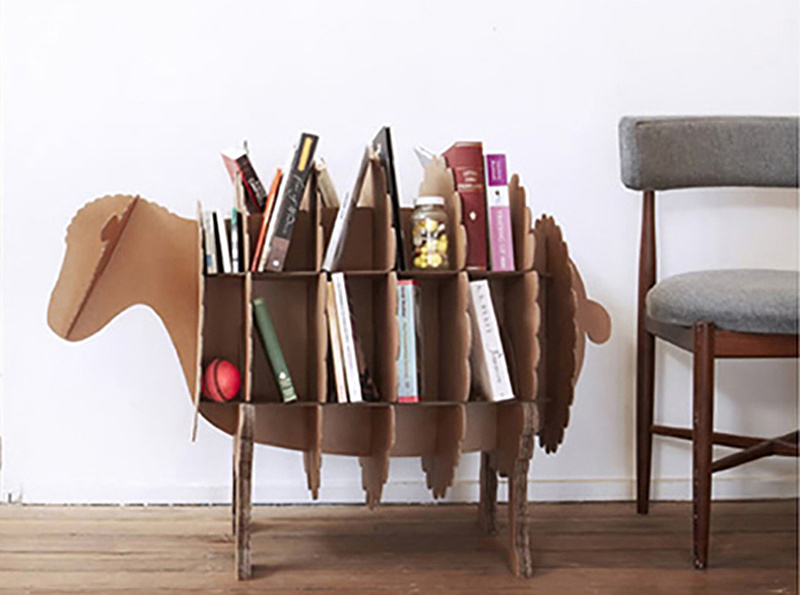 纸品创意家具装饰柜 | 绵羊书架 环保纸制小羊架子