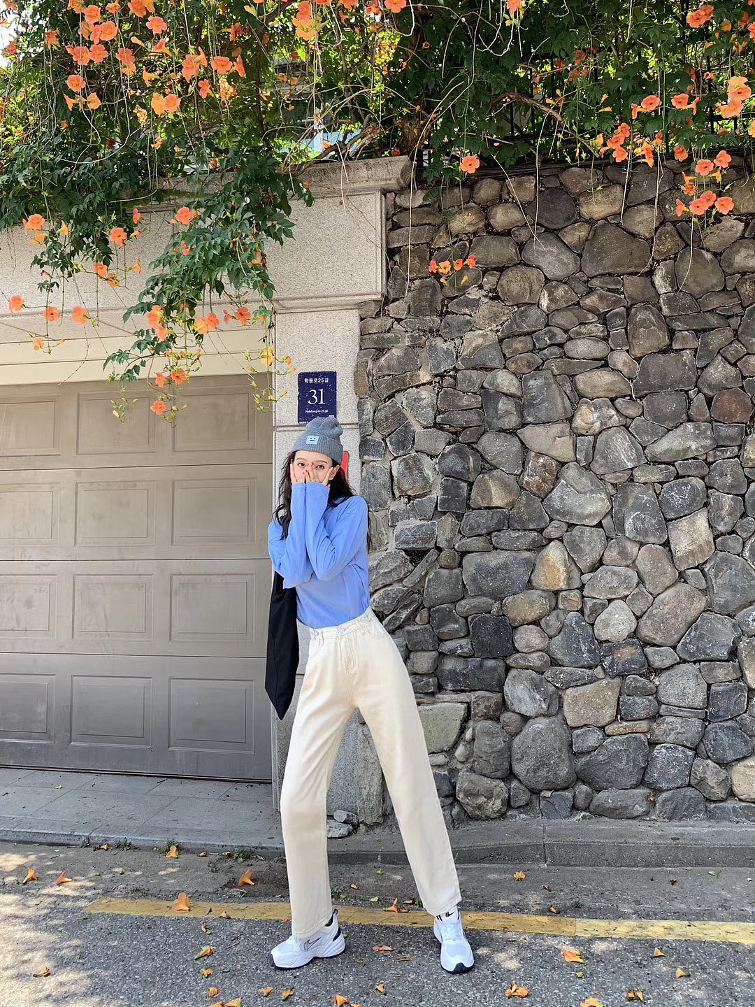 模特段段ins超卷脚裤 休闲裤 阔腿裤 广州裤子摄影