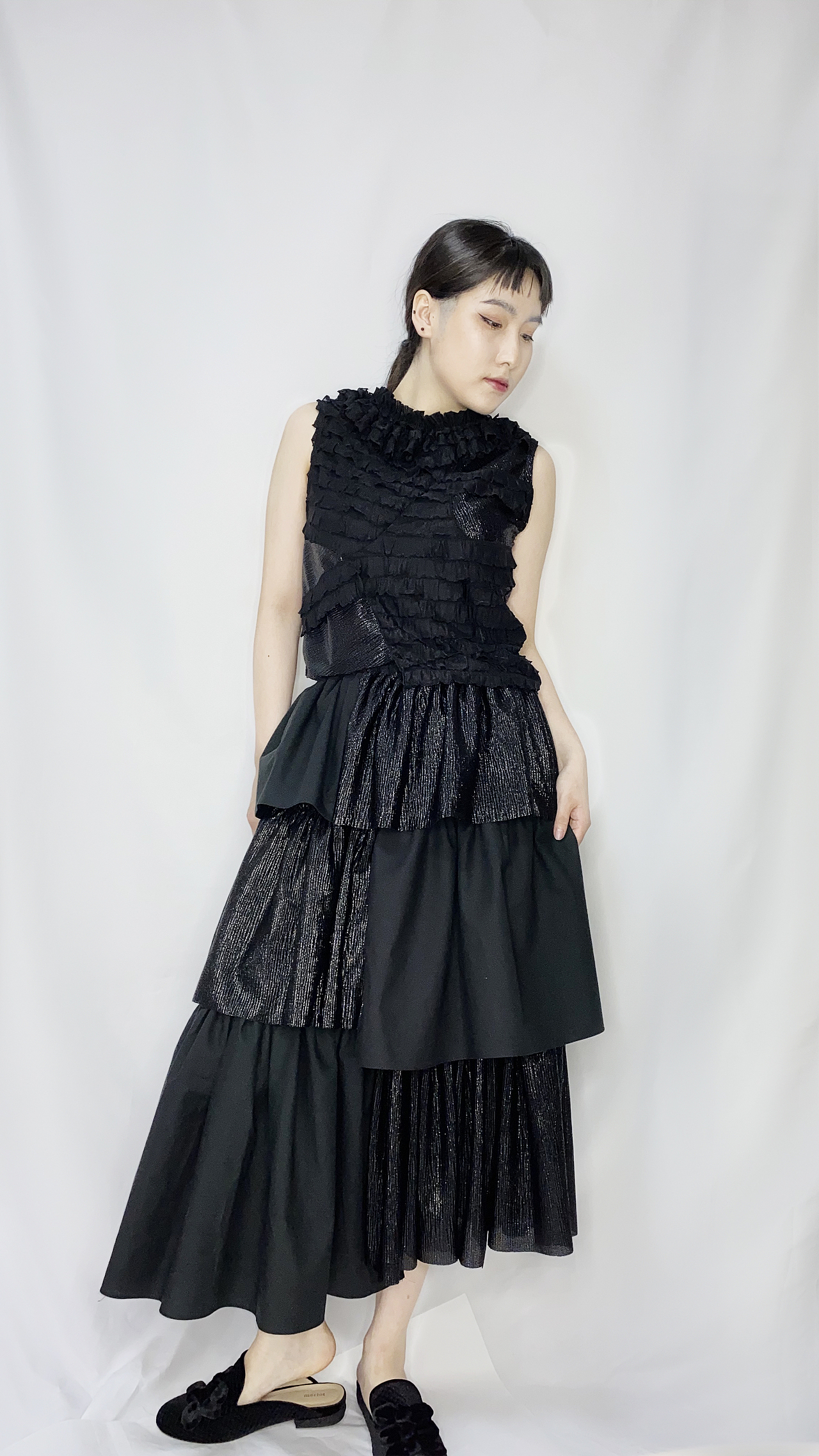 不对称tops skirt 套装