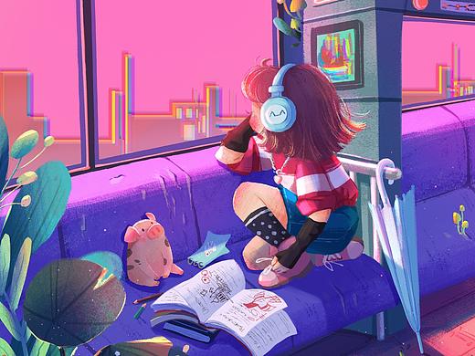 夏日地鐵（個(gè)人主頁(yè)-ZNTU3NTMzMDQ=） - 兒童插畫 - 站酷設(shè)計(jì)師瞳Hitomi原創(chuàng)素材 - 站酷ZCOOL