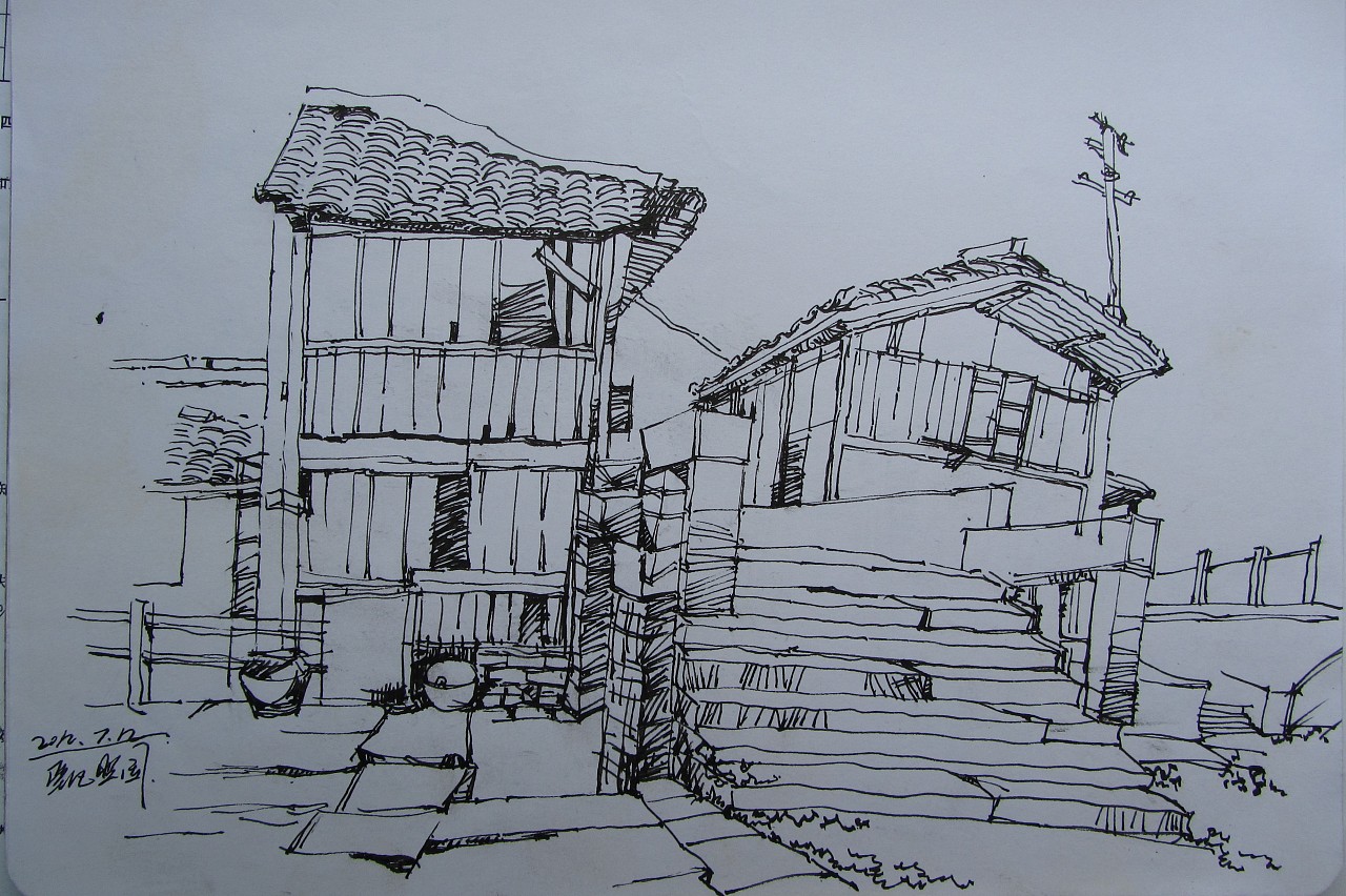 钢笔画建筑风景手绘线稿|插画|艺术插画|爱画画de设计师_原创作品