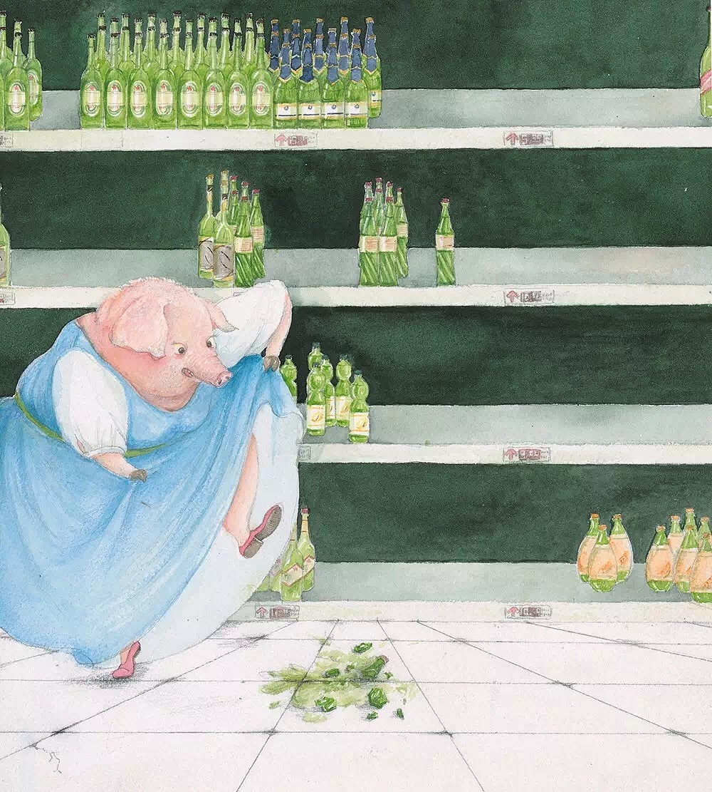 《喝喝哒》纸本水彩