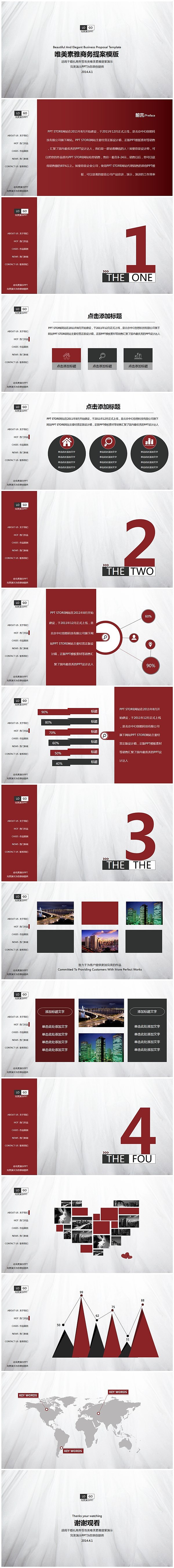 唯美素雅商务提案keynote+PPT模版