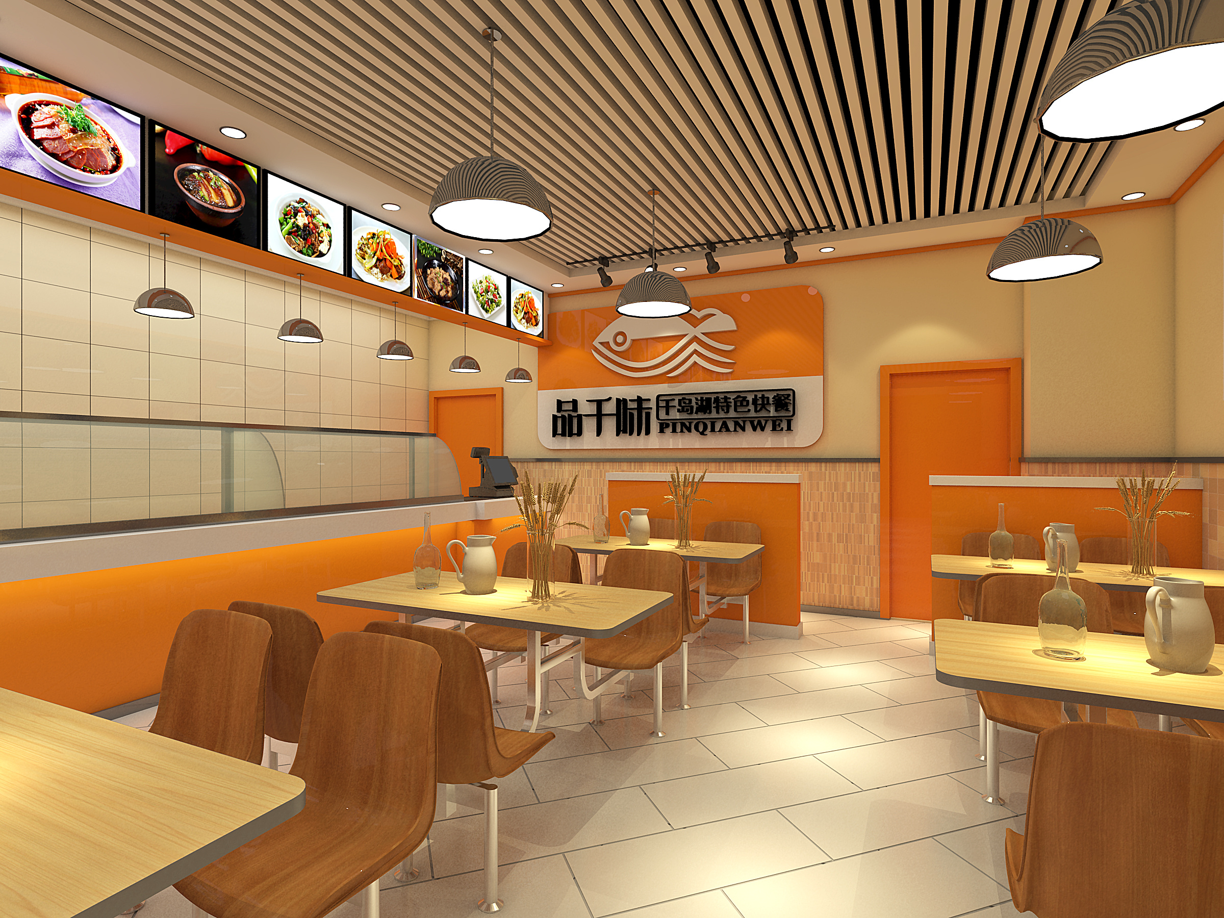 快餐厅设计 熊猫啵啵鱼米线粉丝店装修 众派思设计|空间|家装设计|设计之心129 - 原创作品 - 站酷 (ZCOOL)
