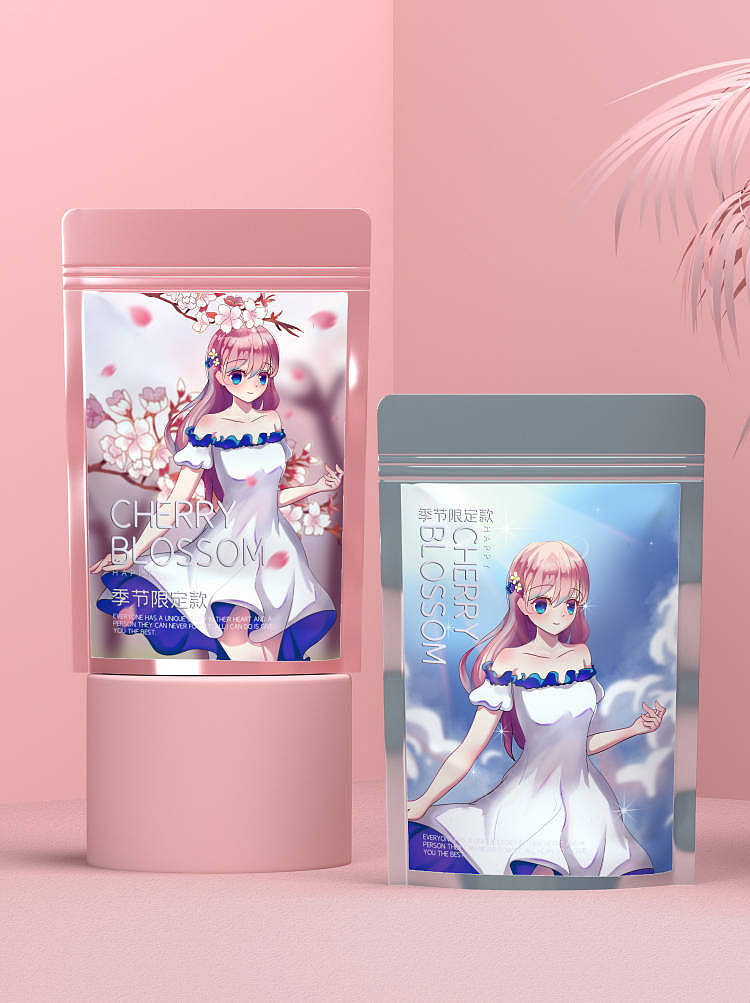 二次元包装 樱花季美女（图ZMjY5MzYzNDI4） - 商业插画 - 站酷设计师插画师Naya原创素材 - 站酷ZCOOL
