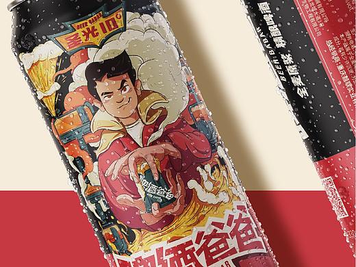 国潮啤酒包装罐设计