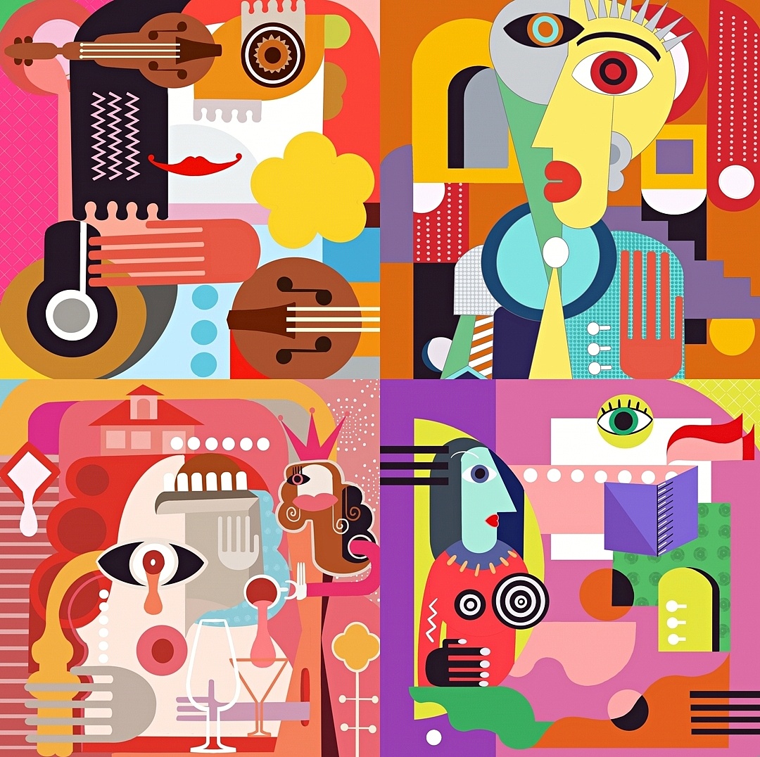 插画系列丨扁平抽象风|插画|创作习作|美好的一天 - 临摹作品 - 站酷