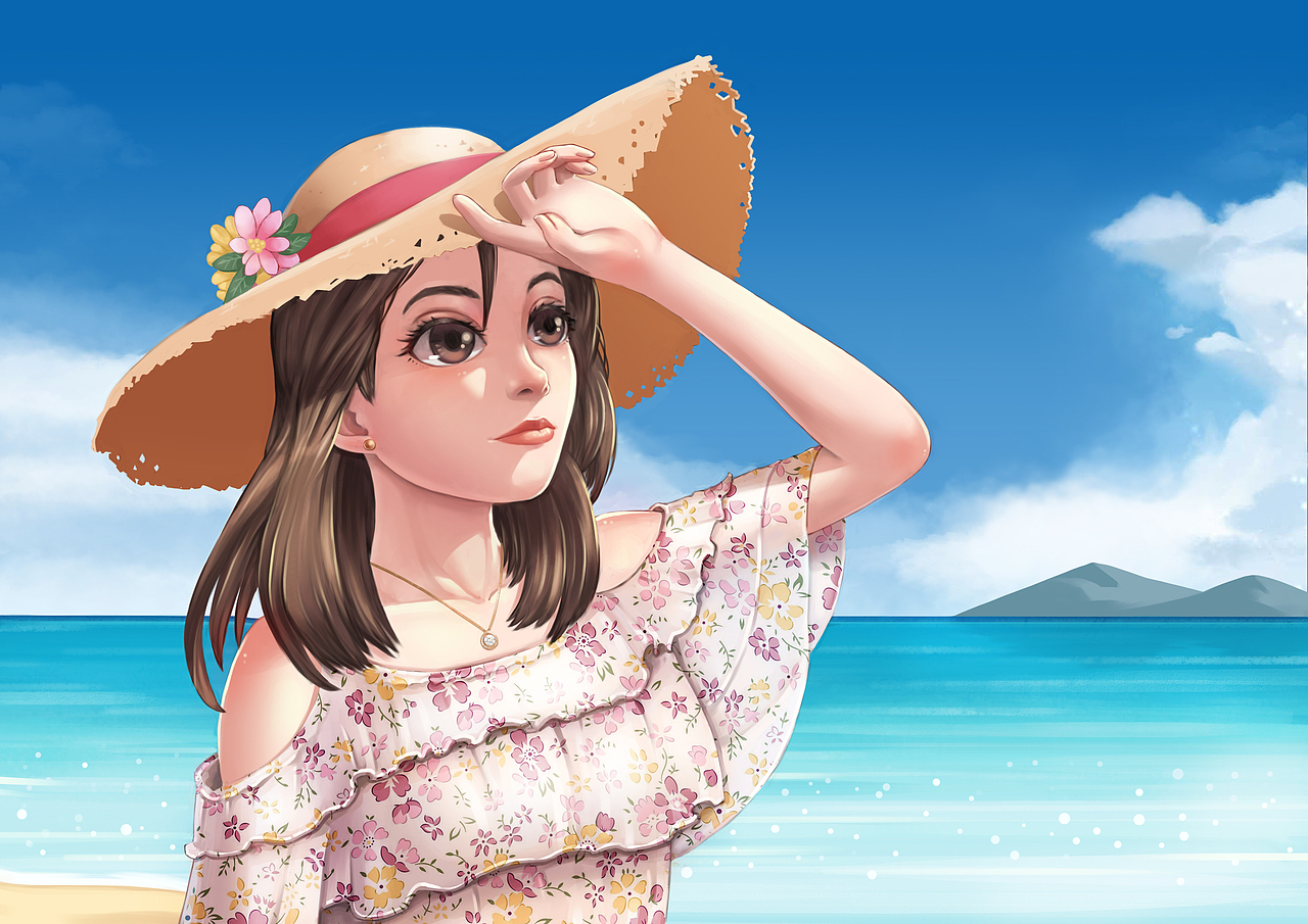 夏天时候答应画的图终于赶在老婆生日之前给画了（图ZMjczMTc4MzA4） - 商业插画 - 站酷设计师悠悠漫心原创素材 - 站酷ZCOOL