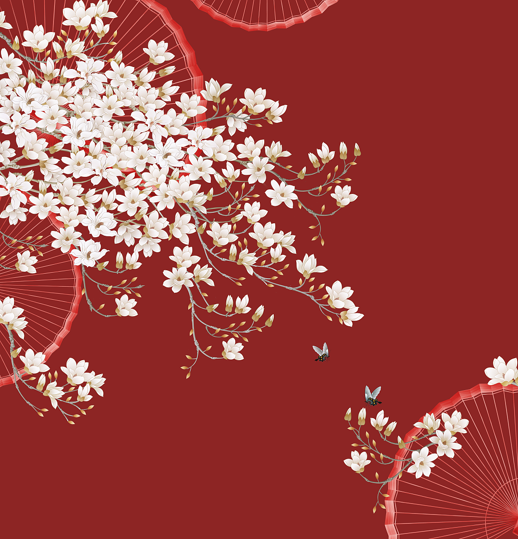 中式玉兰（图ZMjg3NDUwNjQ0） - 艺术插画 - 站酷设计师大溪禾原创素材 - 站酷ZCOOL