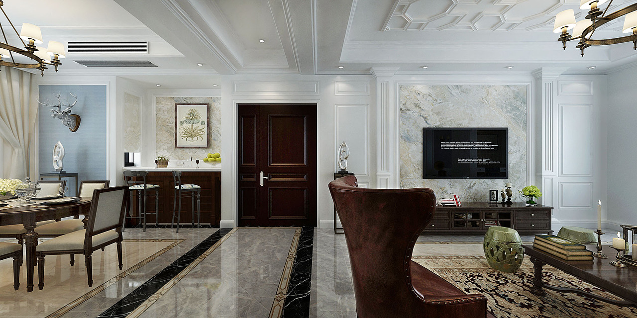 滕州装饰公司 滕州保利善园170平方米现代美式风格效果