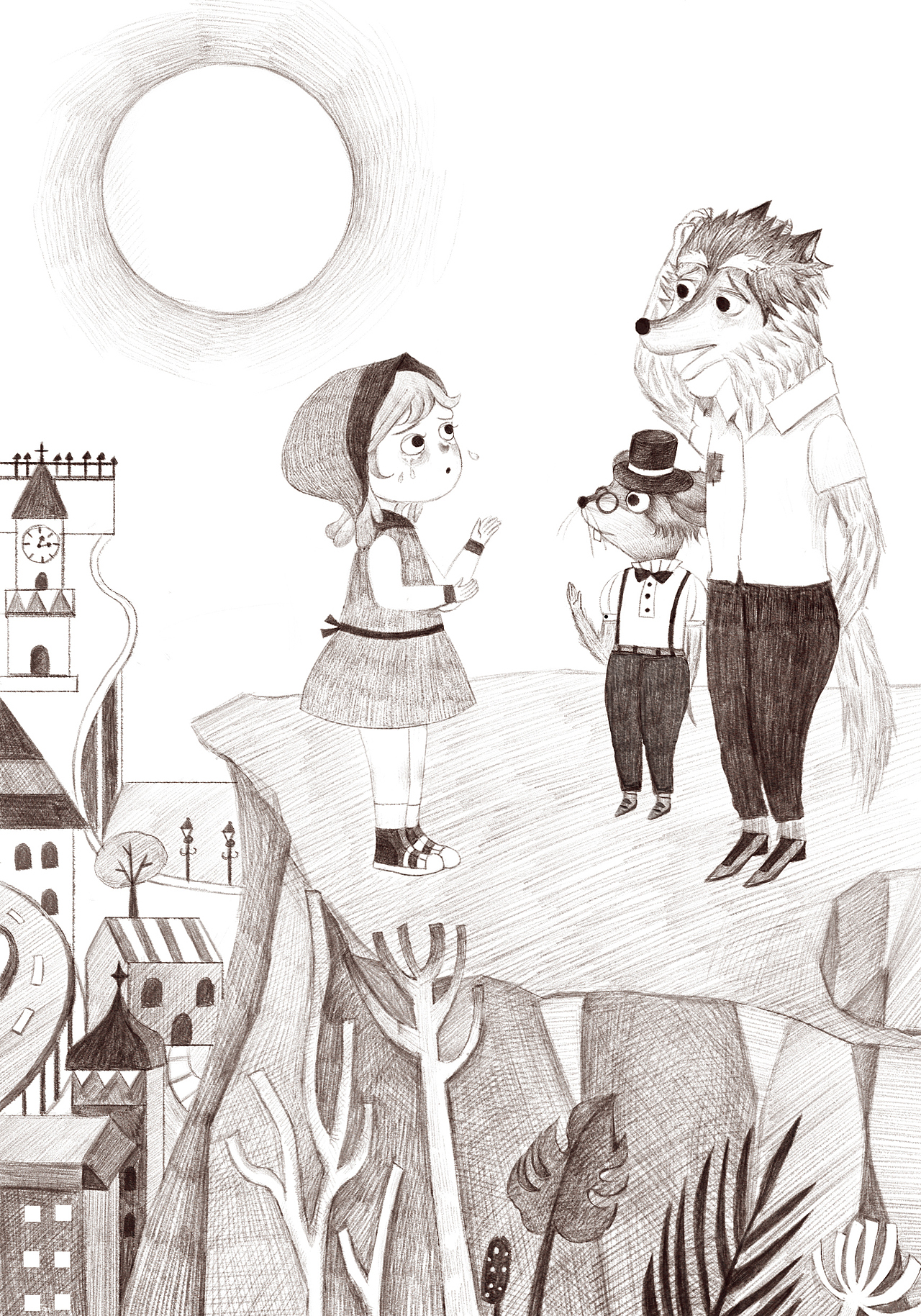 月光下的肚肚狼 儿童插画（图ZMTk5OTQzNDI0） - 儿童插画 - 站酷设计师M松茸原创素材 - 站酷ZCOOL