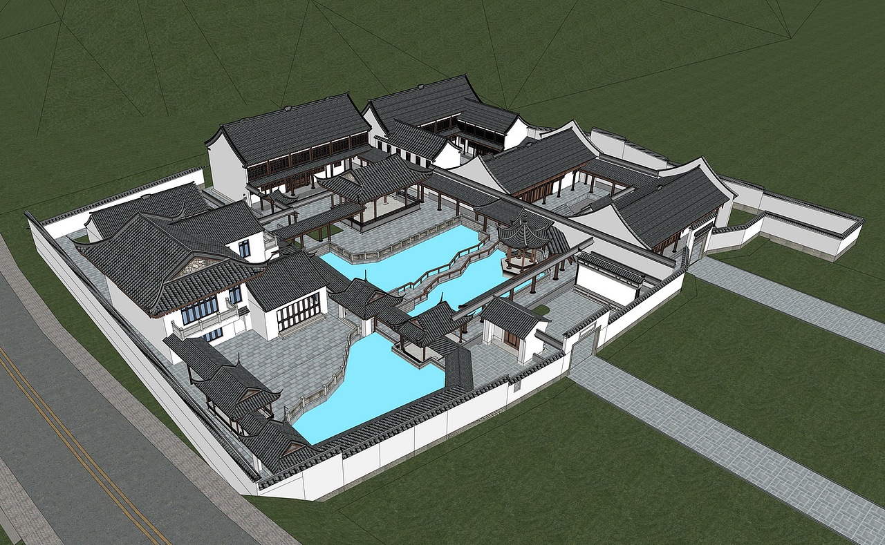 中式祠堂SU模型下载