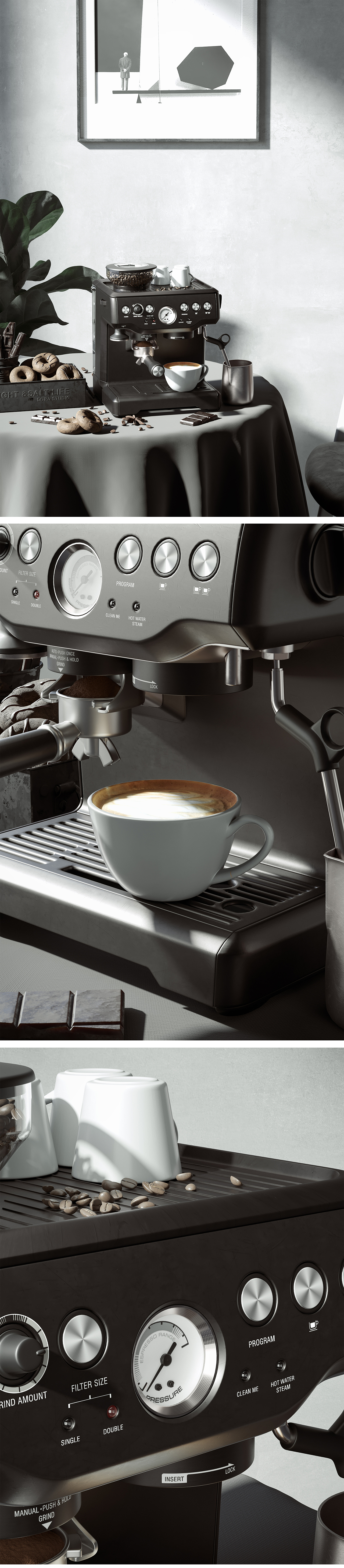 Corona产品咖啡机场景渲染  