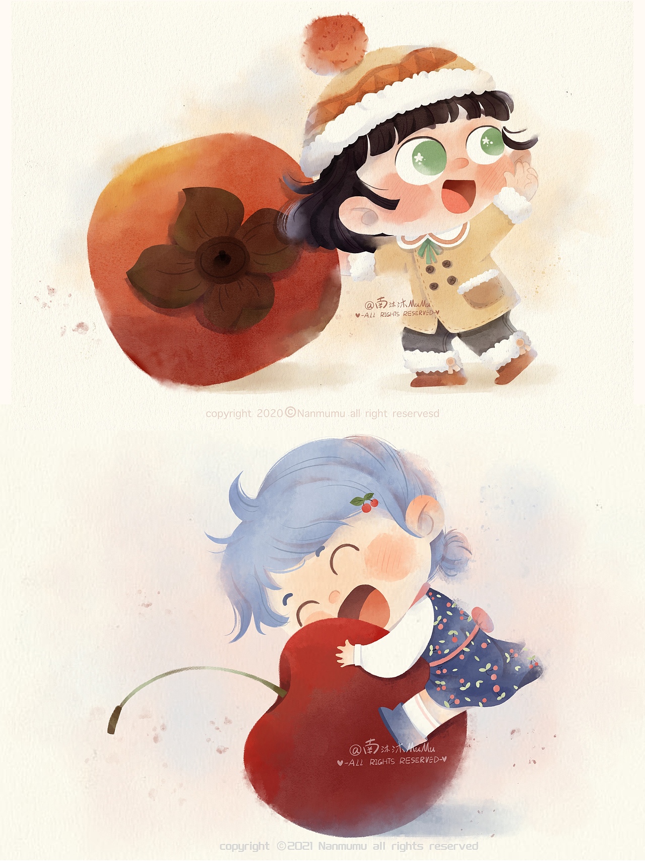 原创插画 | 水果女孩儿九宫格