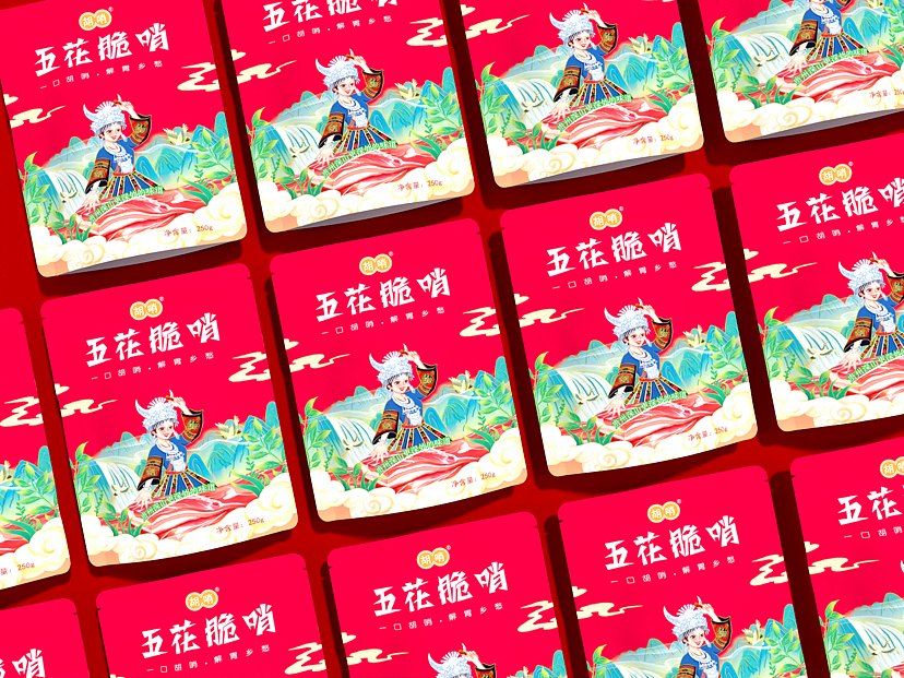 胡家五花脆哨包装设计（图ZMzMxMjYyMTc2） - 包装 - 站酷设计师瓶果原创素材 - 站酷ZCOOL