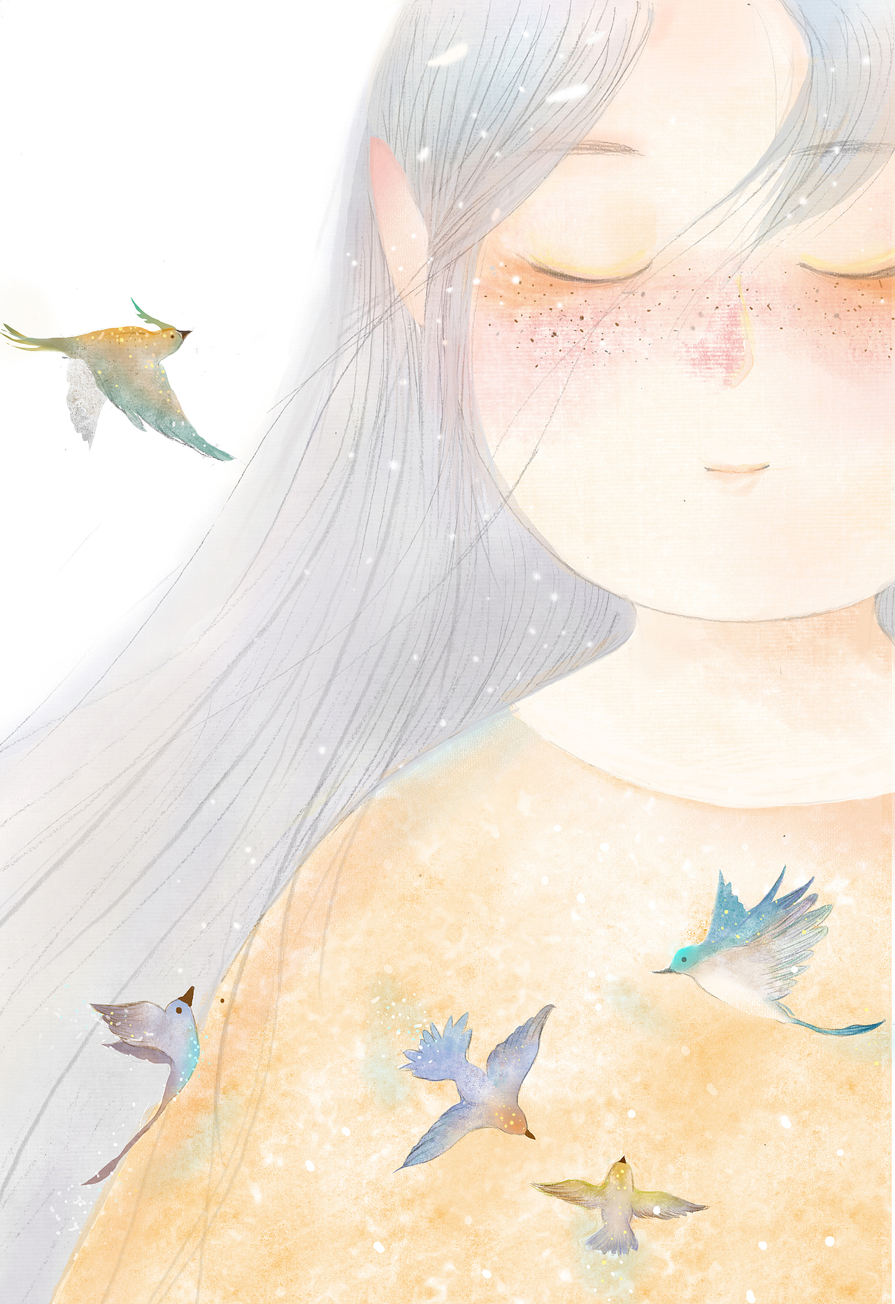 思念好像清风一样，闭上眼睛任凭阳光抚摸我的额头。