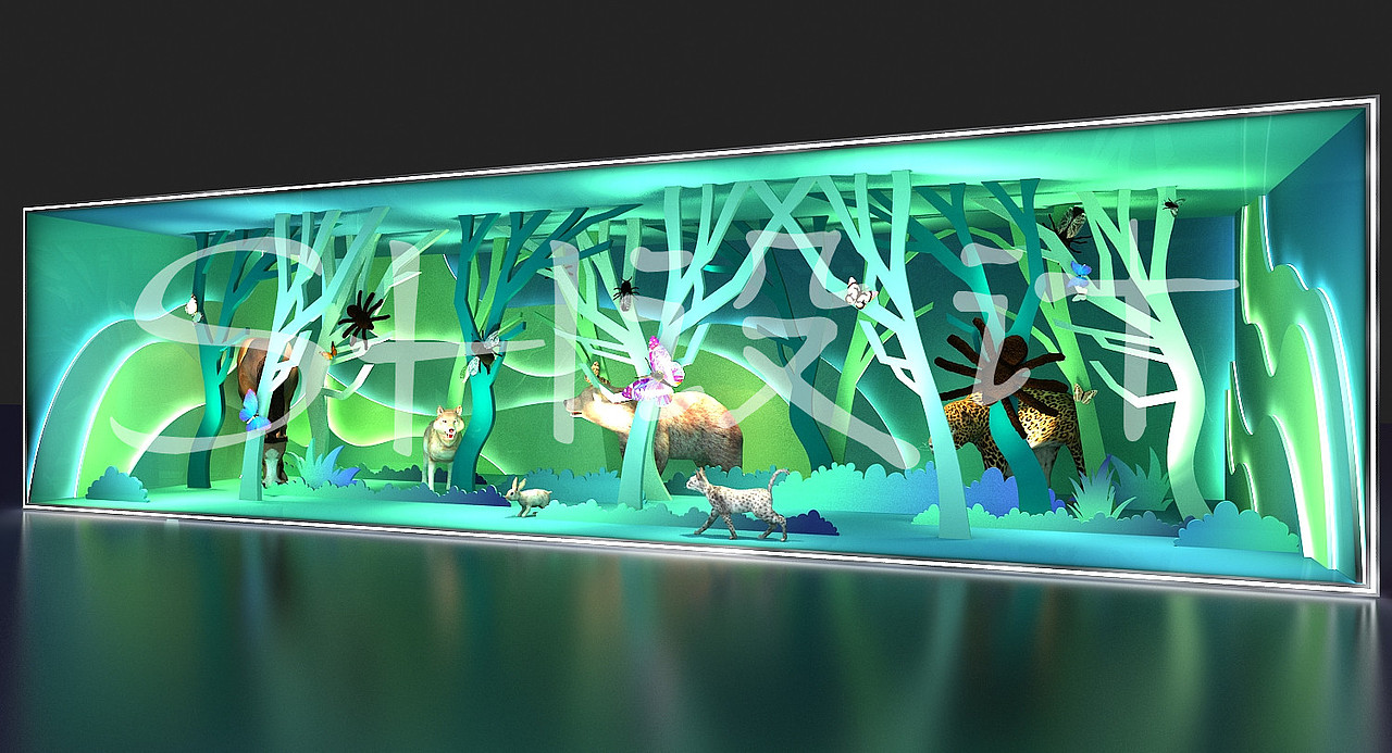 原生态，动物 绿色橱窗深化设计效果图（图ZMjY3MjAwOTcy） - 展陈设计 - 站酷设计师SH设计原创素材 - 站酷ZCOOL