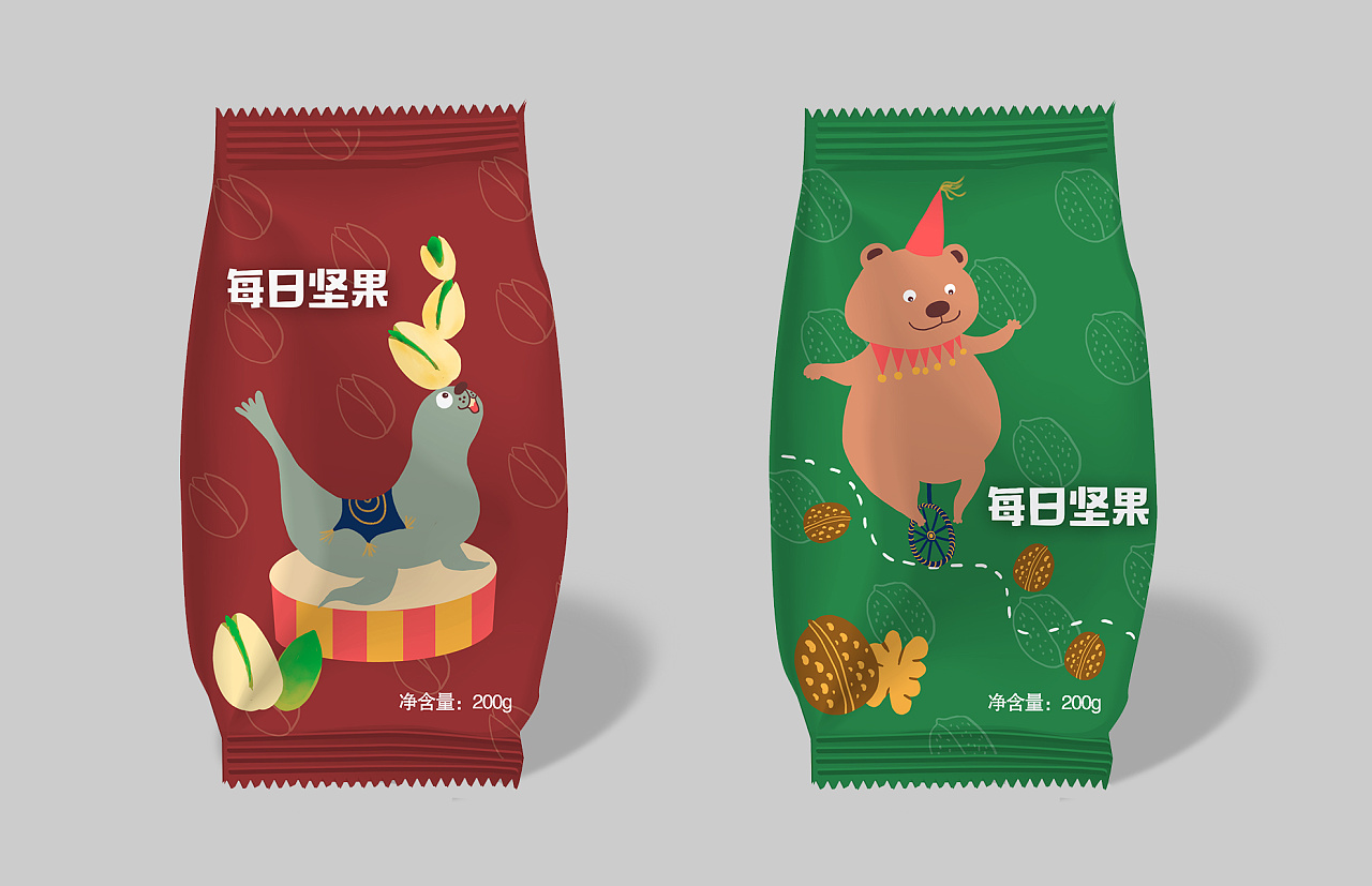 坚果包装插画原创作品