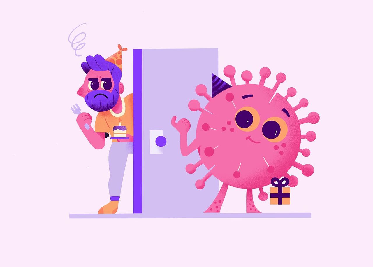 插画练习 | 当新冠病毒来敲门(临摹)