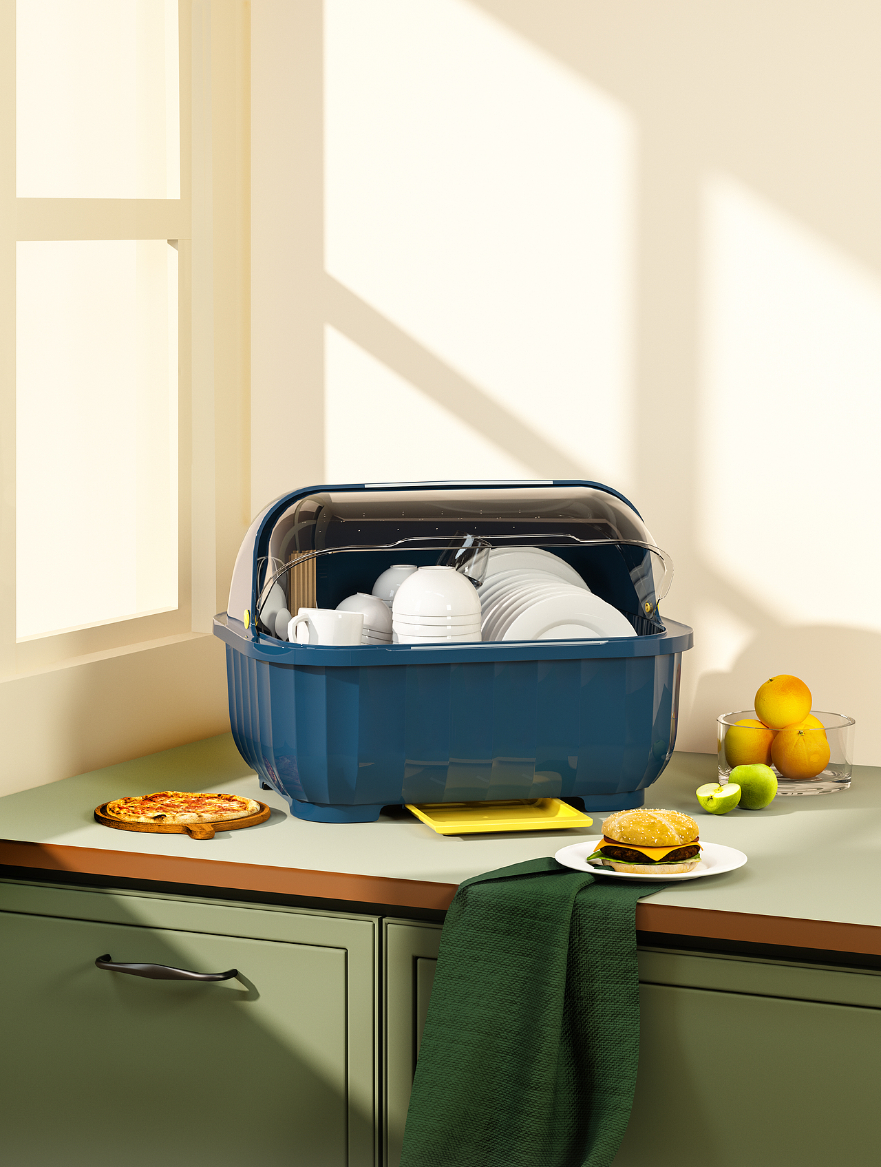 沥水碗柜渲染图 详情页