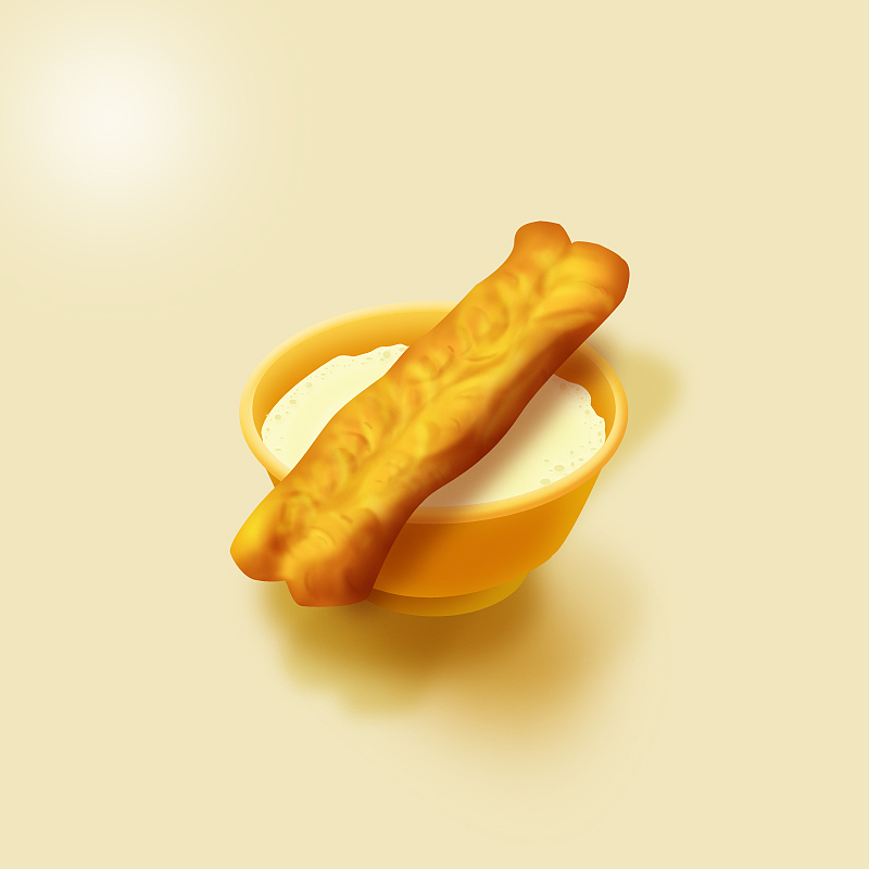 icon豆浆油条,临摹.