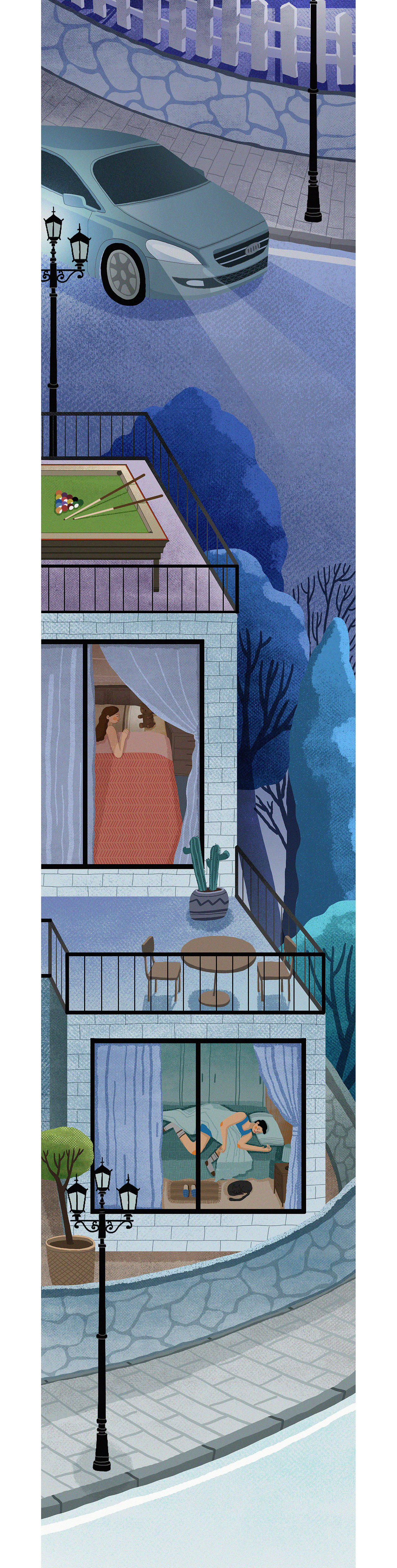 与鱼YUYU商业插画12时辰运动长图