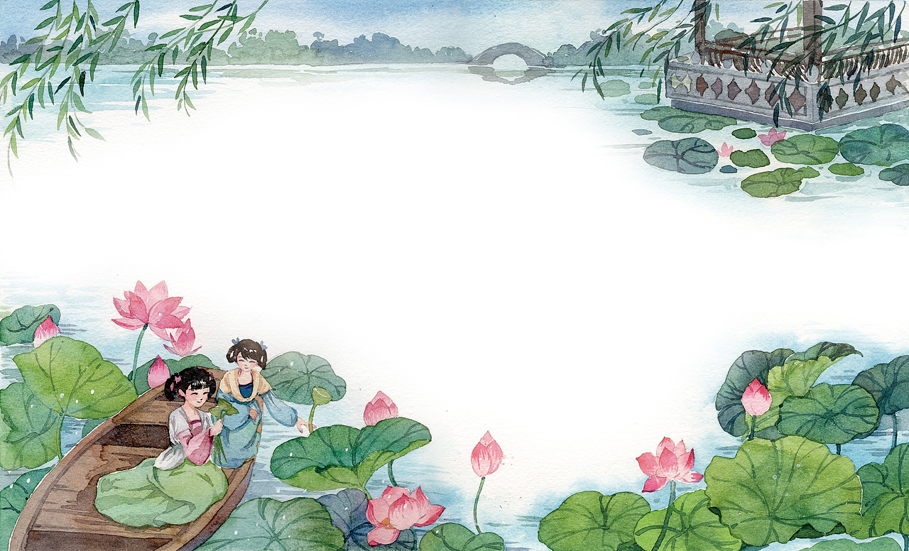 读古诗学作文水彩插画配图二