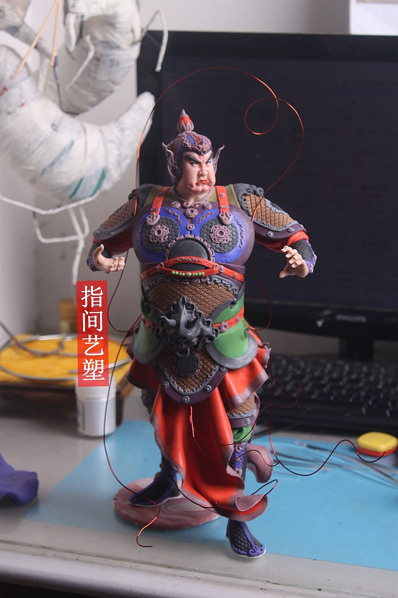 贺加贵面塑软陶(韦陀菩萨 )(图ZNzY4MDQwNTI=) - 手办/模玩 - 站酷设计师贺加贵3D翻糖原创素材 - 站酷ZCOOL