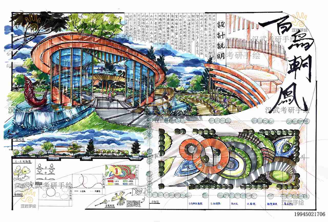 2020环艺广场庭院公园校园景观建筑考研手绘快题模板