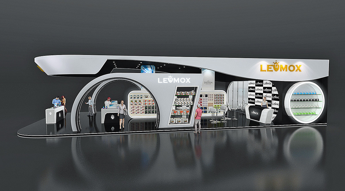 现代时尚展位展会3d效果图设计制作