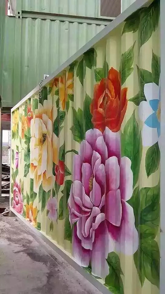 牡丹车厢壁画（图ZMTM0Nzc1ODg4） - 新锐潮流插画 - 站酷设计师海南壁画墙绘原创素材 - 站酷ZCOOL