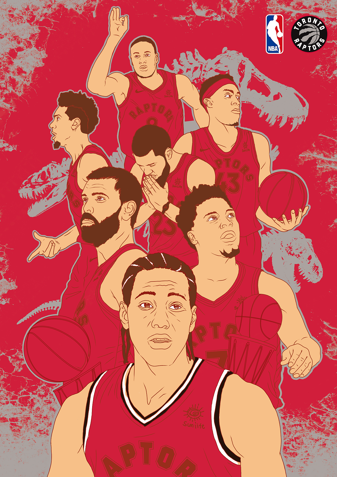 NBA#猛龙总冠军！（图ZMTY0MjQ0NjY4） - 商业插画 - 站酷设计师Sean恩恩原创素材 - 站酷ZCOOL