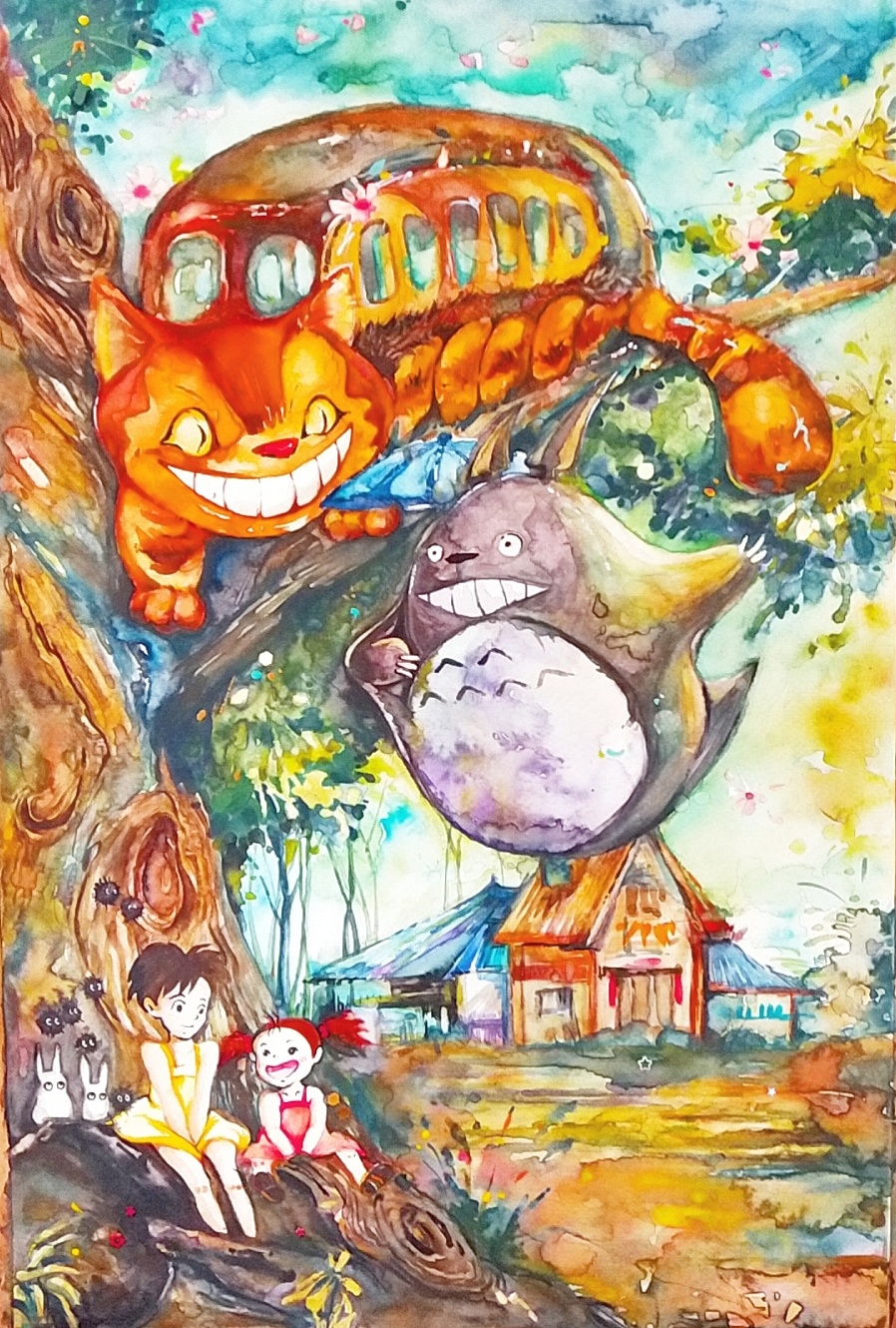 宫崎骏水彩插画临摹练习|插画|创作习作|脆笛儿菠萝me - 临摹作品