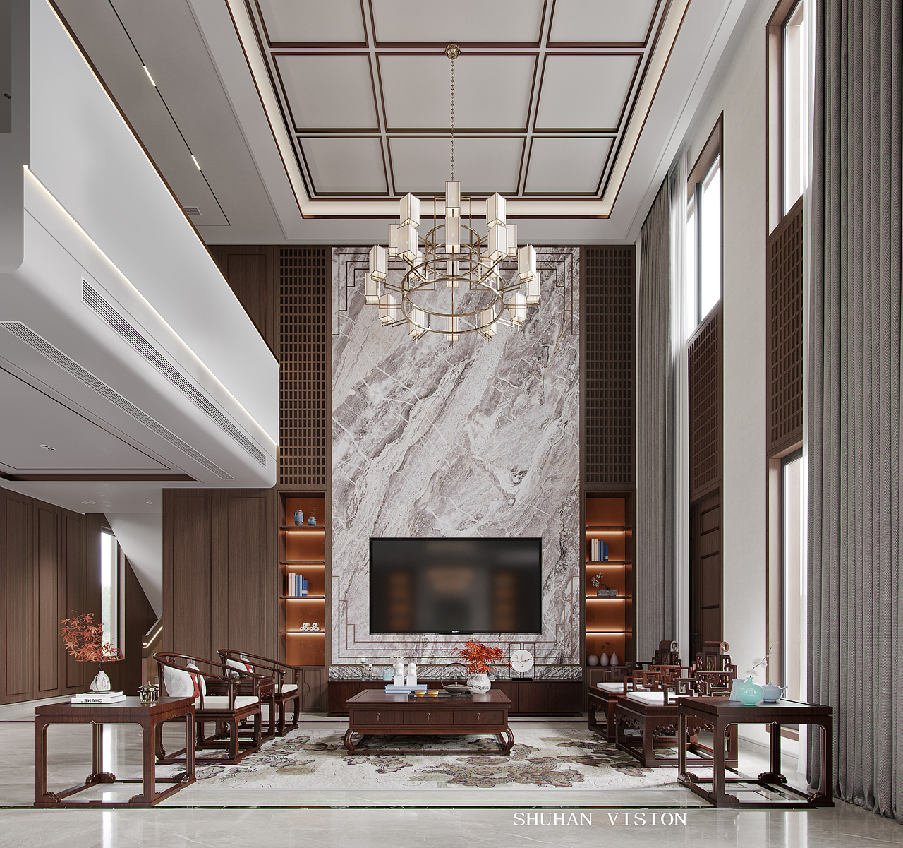 溪源.花园 新中式（图ZMjY4MzU1NDQ4） - 家装设计 - 站酷设计师一只兔子_原创素材 - 站酷ZCOOL