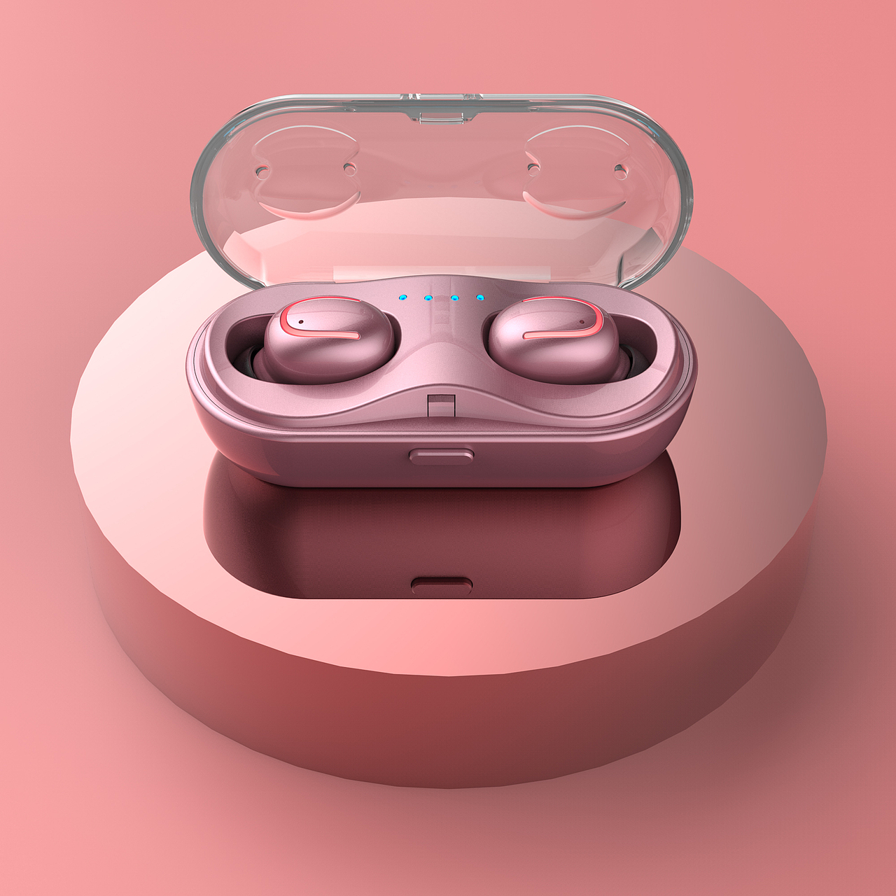 玫瑰金色蓝牙耳机