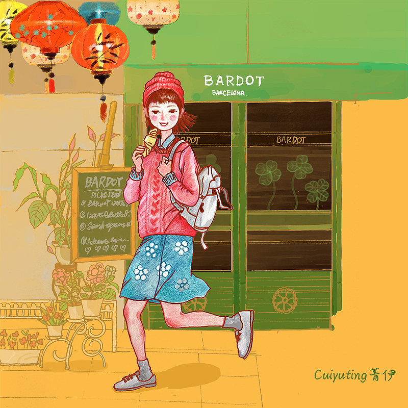 清新手繪插畫---貳(●'?'●)（圖ZNDYxNjkxMDg=） - 創(chuàng)作習(xí)作 - 站酷設(shè)計師Cuiyuting原創(chuàng)素材 - 站酷ZCOOL