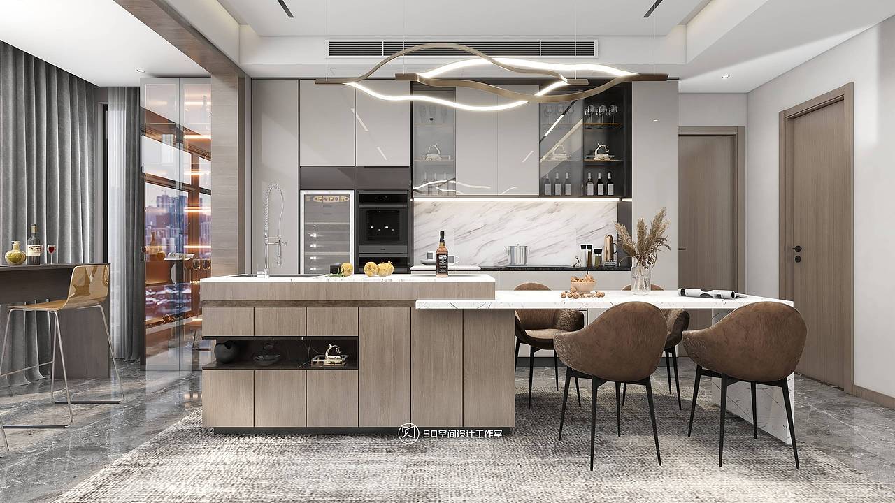 90空间设计《沉醉青丝》160平方现代轻奢4房2厅3卫