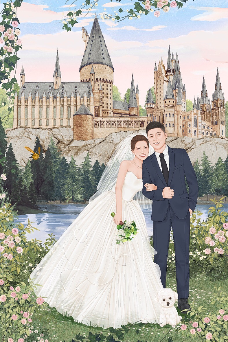 手绘婚礼插画（图ZMjcxODc0Nzcy） - 艺术插画 - 站酷设计师叫我小茗就行原创素材 - 站酷ZCOOL