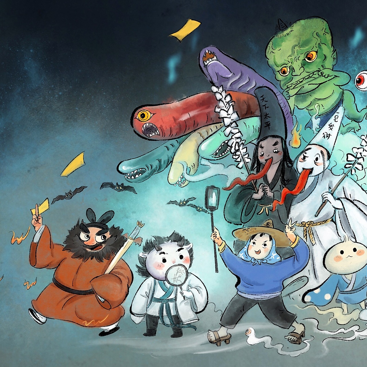 七月，中国百鬼夜行插画绘本miao9 原创作品 站酷 (ZCOOL)