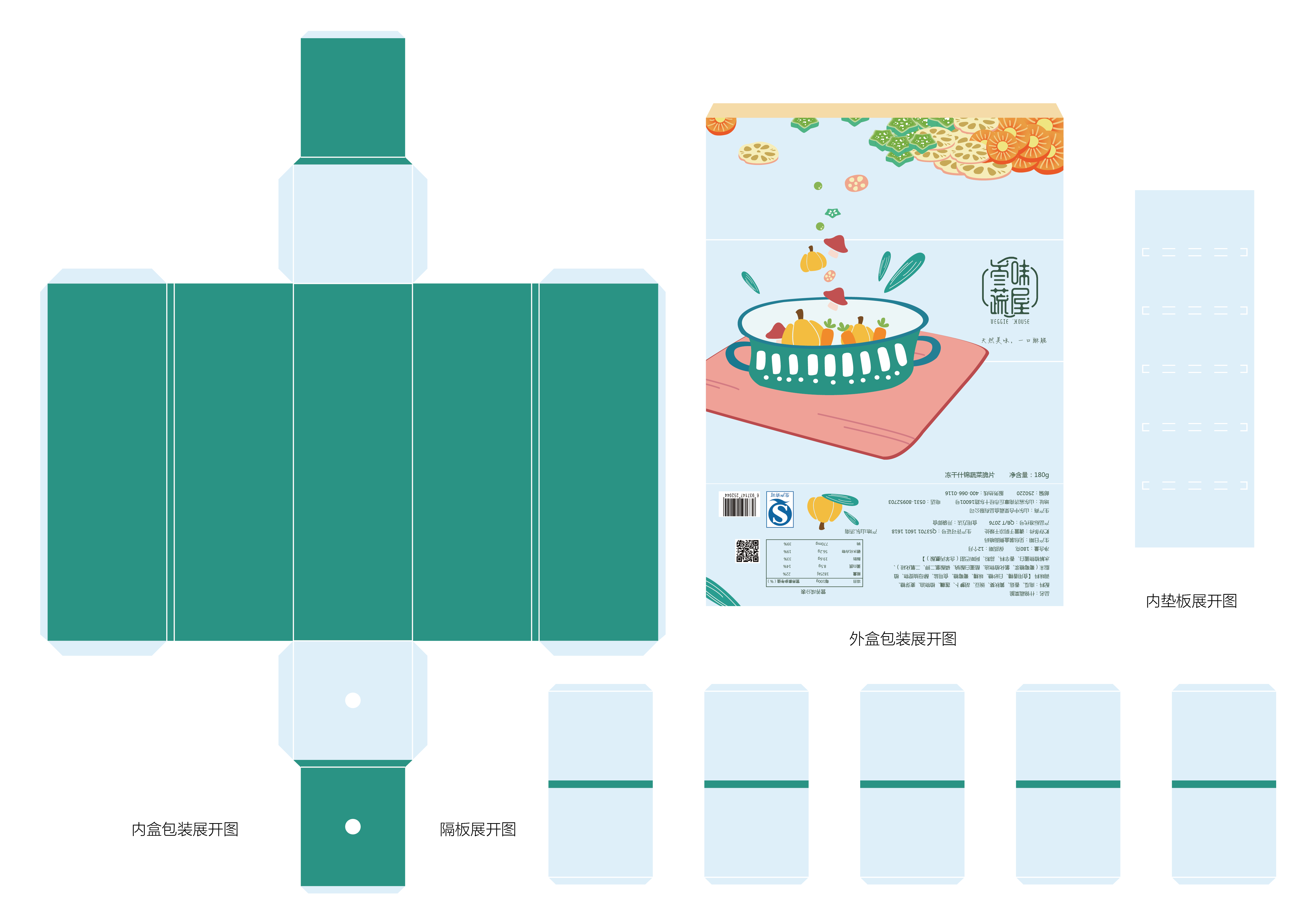 毕设——叄味蔬屋蔬菜干品牌礼盒包装平面展开图