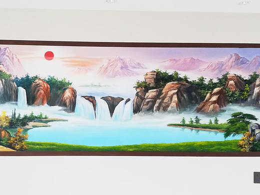 国画山水风水墙绘城市风光迎客松家装装饰画风景油画