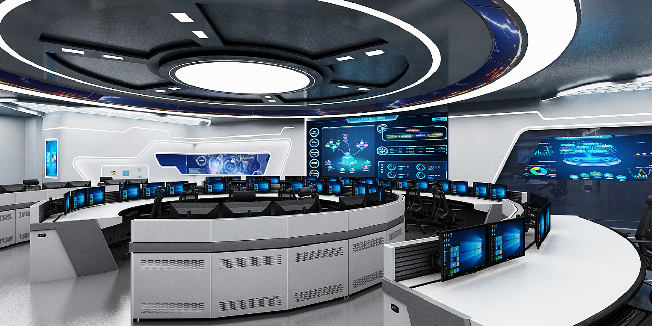 新疆网信监控大厅设计3d效果图