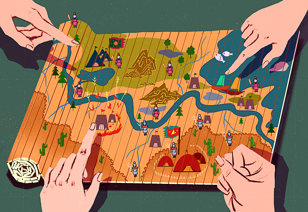 词语插画纸上谈兵sojourn