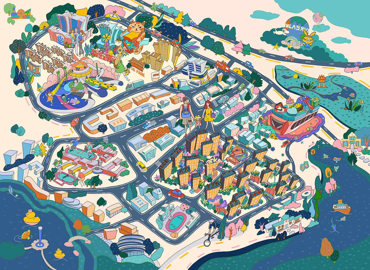 万科城市之光·东望手绘地图（图ZMjg1MjY1NTky） - 商业插画 - 站酷设计师迟宇飞原创素材 - 站酷ZCOOL