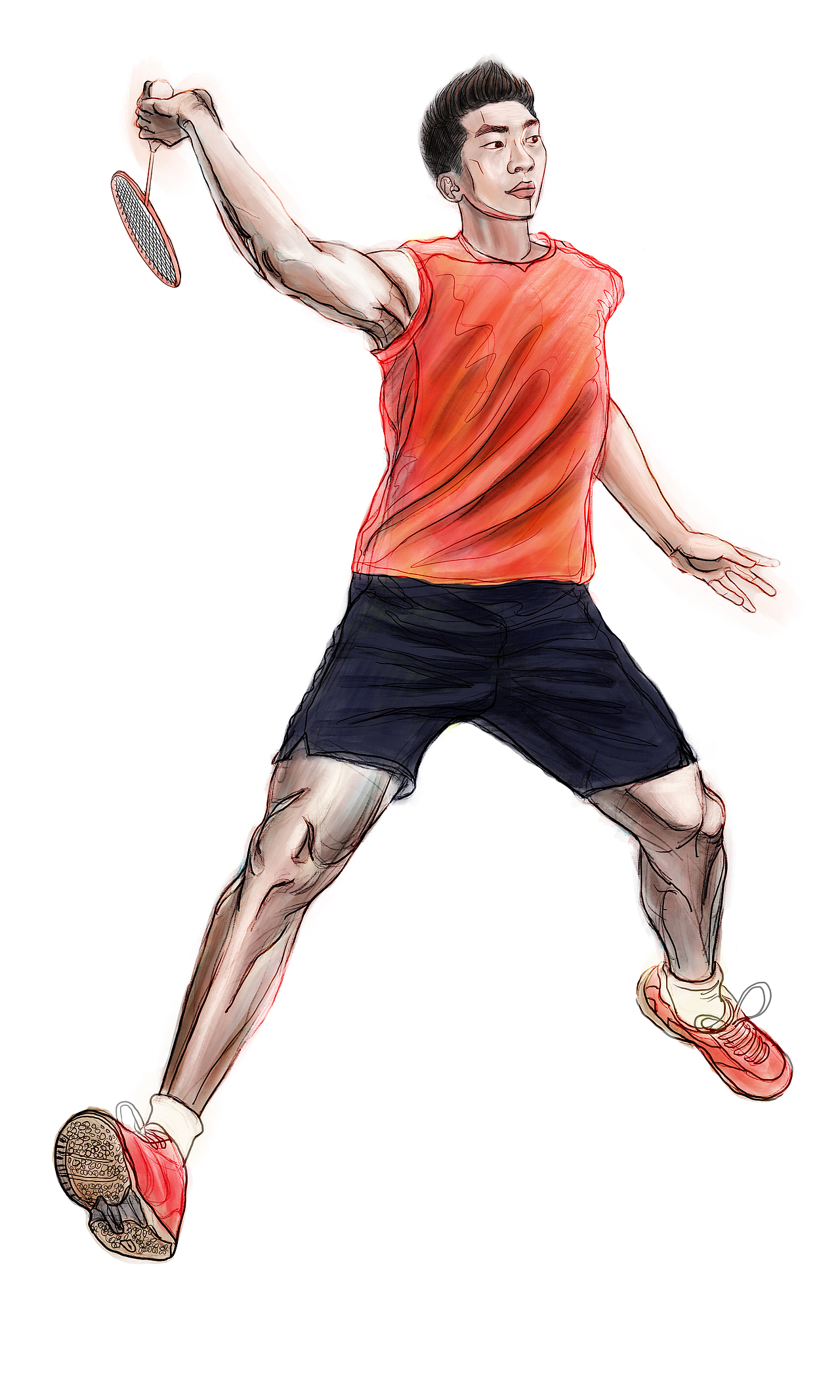 ipad手绘羽毛球运动|插画|商业插画|wellking_原创作品-站酷zcool